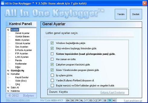 KEYLOGGER TÜRKÇE KARAKTER SORUNU