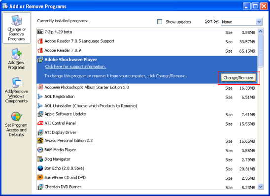 adobe shockwave uninstaller